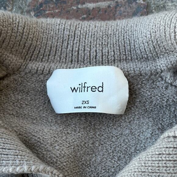 Wilfred Stripped Clara Sweater Tan White 2XS 100% Wool Collared Long Sleeve - Picture 2 of 3